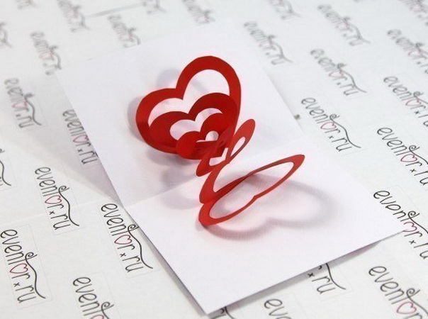 Thiệp Valentine 3D trái tim theo phong cách Kirigami pop-up card.